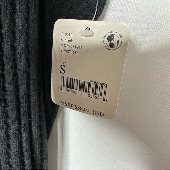 FREE PEOPLE Juicy Long Sleeve Ribbed Thermal Oversized Top Black NWT in Small - Picture 3 of 6